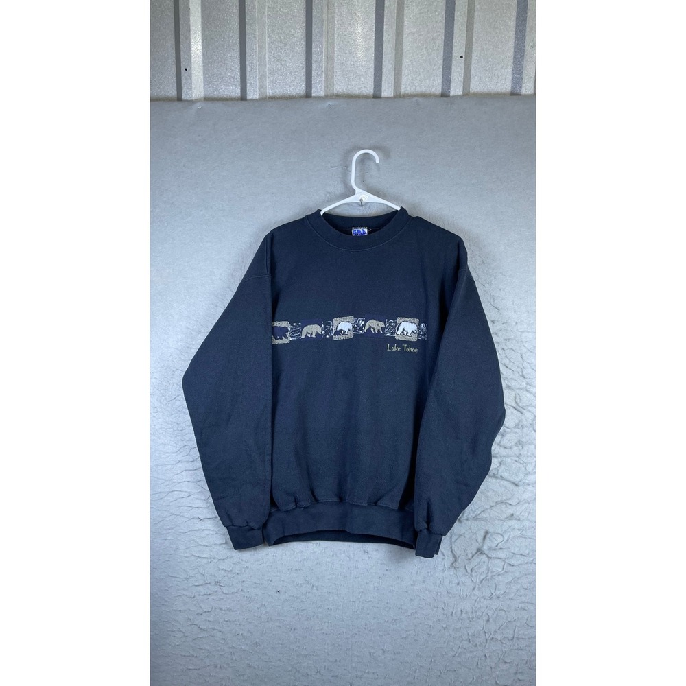 Bike Lake Tahoe Sweatshirt Mens Medium Navy Blue Excellent Vintage Bear Graphic